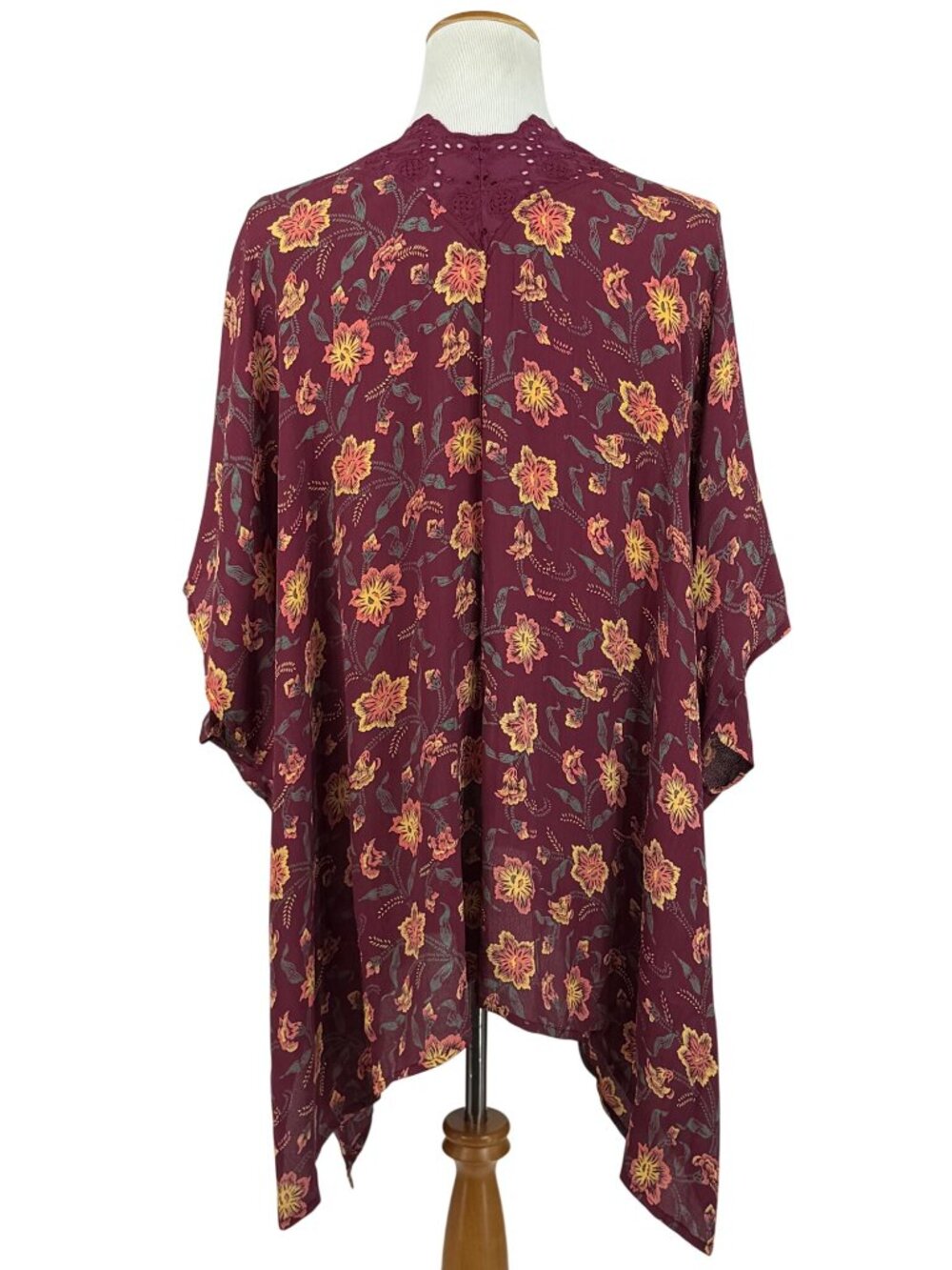 NWOT Nordstrom Floral Crochet Trim Kimono Duster OS | Whimsigoth Boho Coquette - Picture 8 of 16